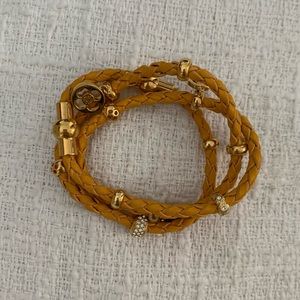 henri bendel yellow wrap bracelet with gold charms